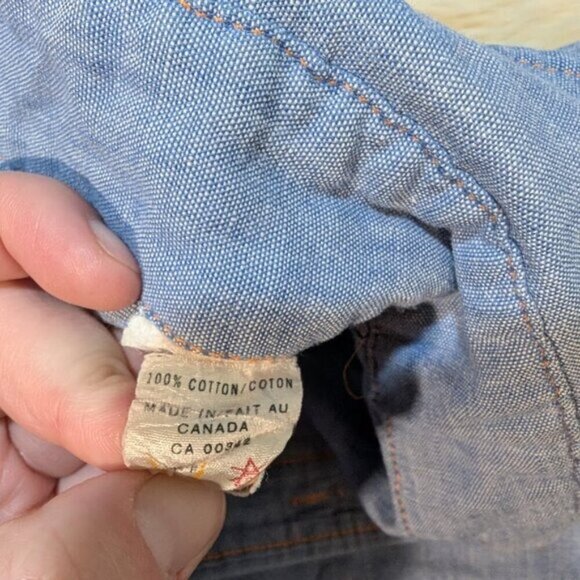 Vtg 70's Levi's Chambray Embroidered Western Button Down Shirt - Picture 8 of 12